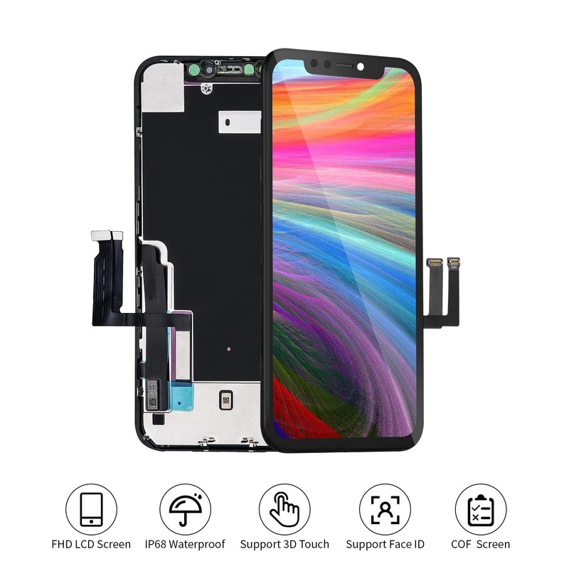 for iPhone XR Screen Replacement 6.1 Inch Black, MrR.OMW 3D