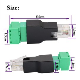 AAOTOKK RJ11 Terminal de tornillo RJ11 4P 4C macho a 4 pines hembra tipo tornillo terminales enchufe para teléfono, CCTV cableado acoplador (2 unidades)