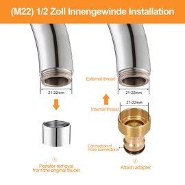 XTDMJ Pack of 2 Universal Tap Connector for Mixer Tap, Hose Adapter, Hose Coupling, Quick Coupling, Garden Hose Connection (Male Thread, Golden)