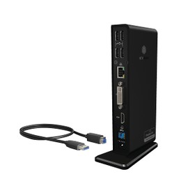 ICY BOX Laptop Docking Station (11-in-1) für 2 Monitore (1x HDMI & 1x DVI) mit USB 3.0, 6-fach USB HUB, Gigabit Ethernet, Audio, Schwarz, IB-DK2241AC