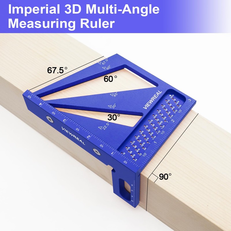 3D Multi Angle Measuring Ruler Aluminum Alloy Woodworking Square,Versatile Square