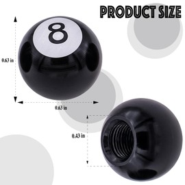 MEAJOO 4PCS Pool 8 Ball Tire Valve Stem Caps, Aluminum Alloy Corrosion Resistant Leak-Proof Tire Air Cap Set, Universal for Cars, Trucks, Bikes, Motorcycles, Bicycles(Black)