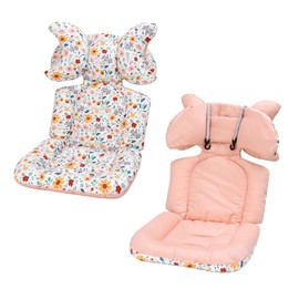 Baby Pushchair Seat Liners,1 Pack Removable Stroller Cushion Seat Liner,Universal 100% Cotton Pram Insert Pad,Pushchair Seat Covers Thick for Pram Buggy Baby Carriage,Toddler Infant(Flowers+Leaves)