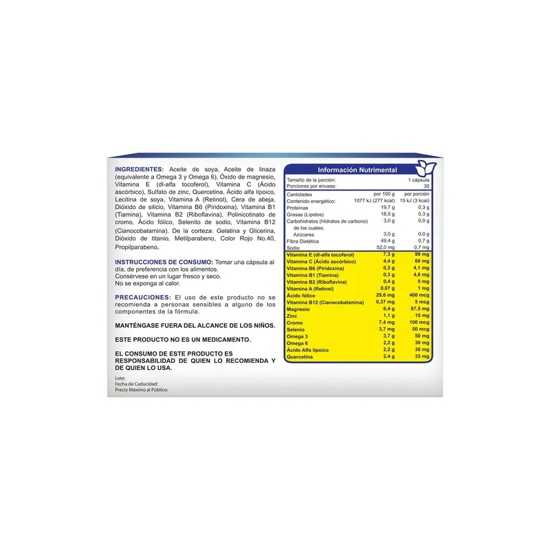 Dibenel Max Multivitaminico, Quercitina, Omega C/30 Cáps Cmd