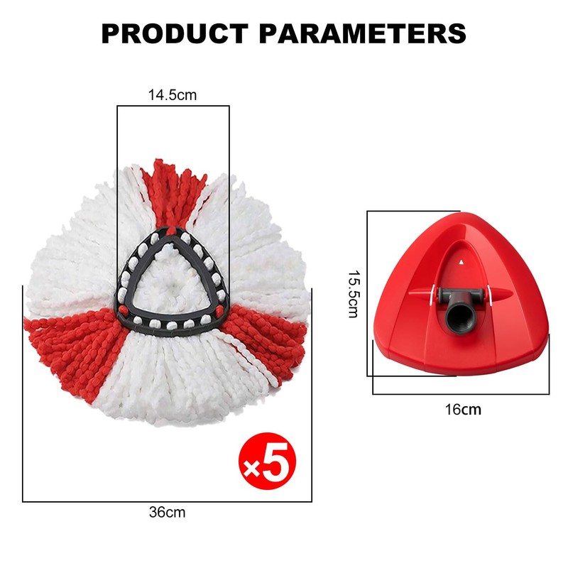 6 Pack Mop Replacement Heads Compatible with O-Cedar EasyWring Spinning