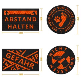 OneTigris 4 Stück Hunde Patches Orange/Schwarze, Hi-Vis Reflektierendes Material "GEFAHR" & "NICHT ANFASSEN" & "DEN HUND NICHT VOM HALTER TRENNEN" & "ABSTAND HALTEN"
