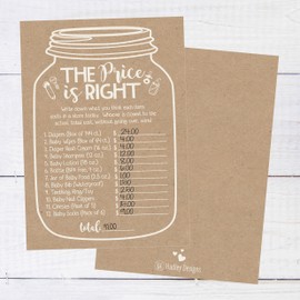 25 Rustic Guess If The Price is Right Baby Shower Game Ideas for Boys Girls Fun Party Activities Cards Best Gender Neutral Reveal Guessing Funny Questions Bundle Pack for Couples Decorations Supplies