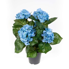 Hydrangea Bush Deluxe 42 cm Blue in Pot LM Artificial Plants Artificial Flowers Artificial Plants Flowers Hydrangea