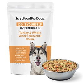 JustFoodForDogs DIY Nutrient Blend for Homemade Dog Food, Turkey & Whole Wheat Macaroni Recipe