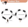 Matching Couple Bracelets, 2 pcs Black White Cat Bead Bracelet