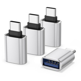 4 Pack USB C to USB Adapter, USB3.0 Female to USB-C Male Adapter Converter for MacBook Pro after 2016, MacBook Air after 2018, Mac Mini, Dell XPS and More Type C or Thunderbolt 3 Devices Silver