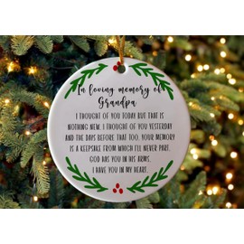 in Loving Memory of Grandpa Ornament, Double-Sided Printed 3" Ceramics Christmas Ornament, Grandpa Memorial Sympathy Keepsake Gift for Loss of Grandfather, Papa