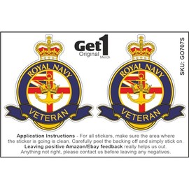 Royal Navy Veteran Car Sticker - Also for laptops, Phones, Tablets, etc. (Small (You get 2 Small Stickers))