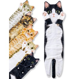PAT JUUMG Funny Cat Hand Towels for Bathroom,Cute Home Decorative Hanging Kitchen Towel,Super Absorbent Soft, Cat Gifts for Cat Lovers,Gifts For Women/New Home Gifts(Cow Cat)