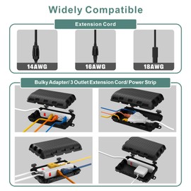 Outdoor Extension Cord Box, Large Waterproof Electrical Cord Box (9.05x6.61x2.67inch) Cable Connection Safety Protector Cover IP54 Water-resistant for Power Strip, Holiday Light and Decorations, Black