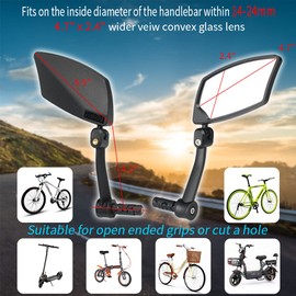 BriskMore Bar End Bike Mirrors, High–Definition Convex Glass Lens for E-Bike Handlebars, Scratch Resistant, Safe Rearview Bicycle Mirror