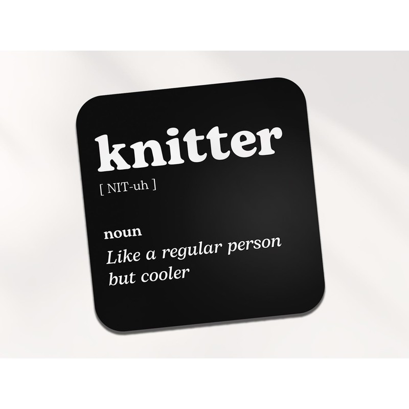 Knitter Square Coaster - Knitting Sew Fan Dictionary Regular But