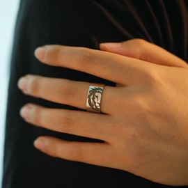 Silver Lion Head Ring for Men Norse Viking Lion Ring Rock Punk Style Gothic Biker Ring Lion Totem Amulet Ring Stainless Steel Punk Crown Animal Jewelry Gift for Boys Women Anniversary Christmas Gift (11)