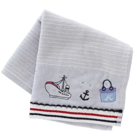 Blooming 000131-0015-03 Kitamura Towel Handkerchief, Border (Gray), Women's, Gauze, Handkerchief, Approx. 9.8 inches (25 cm), multicolor, Approx. 25 x 25 cm
