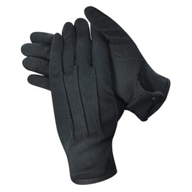 Black Parade Gloves with Grip: Non-Slip for Men & Women with Snap Cuff, Breathable Cotton, Costume Honor Guard Gloves, 1 Pair