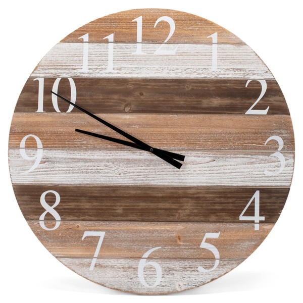 NAT & Jules Striped White and Woodgrain 24 inch Wood