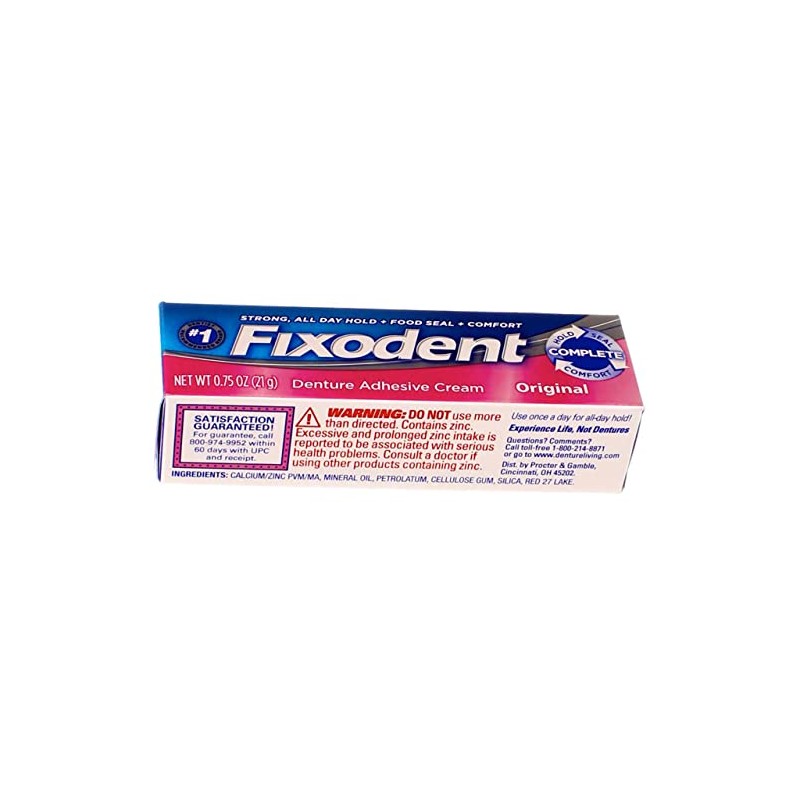 Fixodent Crema adhesiva para dentaduras postizas original, 21 g (paquete