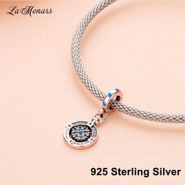 LaMenars Compass I'd be Lost Without You Charms for 925 Sterling Silver for Women's Bracelets & Necklaces Dangle Pendant for Christmas Valentine's Day Mother's Day Gifts for Girls