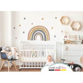 Little Deco DL924-1 Rainbow Boho Wall Sticker Stars Baby Room Wall Sticker for Children's Room Wall Decoration
