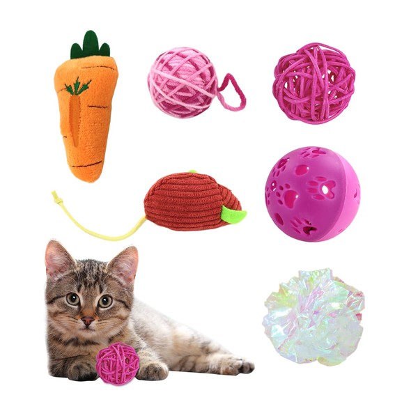 Andiker 6Pcs Cat Toy Pack, Cat Toy Set with Crinkle