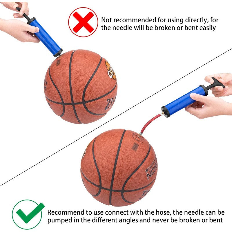 多機能スポーツ用ボールポンプ：サッカー、バスケットボール、バレーボール、水球、ラグビー、エクササイズ用スポーツボールやバルーン、スイム用インフレータブルポンプ、針付きの空気入れ (ブルー)