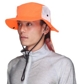 Pontapes PAH-444 Surf Hat, 10 Colors, Amphibious, Water Drainer, 2 Sizes for Adults and Children, Includes Removable Sun Shade, flash orange