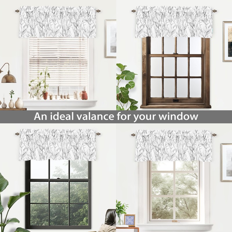 DriftAway Tree Branch Lined Valance Double Layer Blackout Thermal Insulated