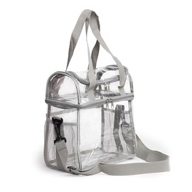 Transparent Lunch bag, stadium-approved, Heavy Duty, Large Lunch Tote for Men and women, Leakproof and Reusable - Gray