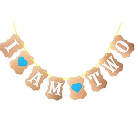 CHTENG Baby Shower 3-m Paper Its a Boy Girl Banner Party Baptism Decorations Bunting Favors Supplies Blue Pink Baby Shower (blue i am two)