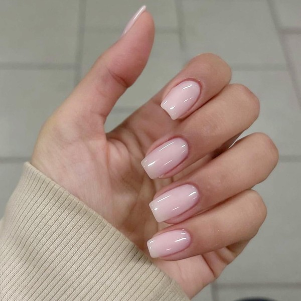 Virellay 24 Stück Künstliche Nägel Kurz, Einfarbig Square Nails zum