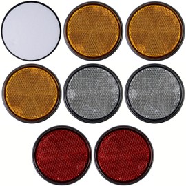 Round reflectors for gluing on, 8 Pack, orange, White and Red, Ø 2.36" diameter, with E-mark, reflectors for trailers, motorhomes, cat's eye left right, reflector tractor diffusing disc