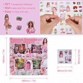 100 Sheets Kawaii Stickers Set - Cute Sticker Decal Kit for Bullet Journaling Scrapbook Diary DIY Arts Crafts Album Planners Junk Journal Calendars Notebook