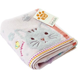 UCHINO 9006F704P Face Towel, Pink, Cat, Approx. 13.4 x 29.5 inches (34 x 75 cm), Mochi Puni