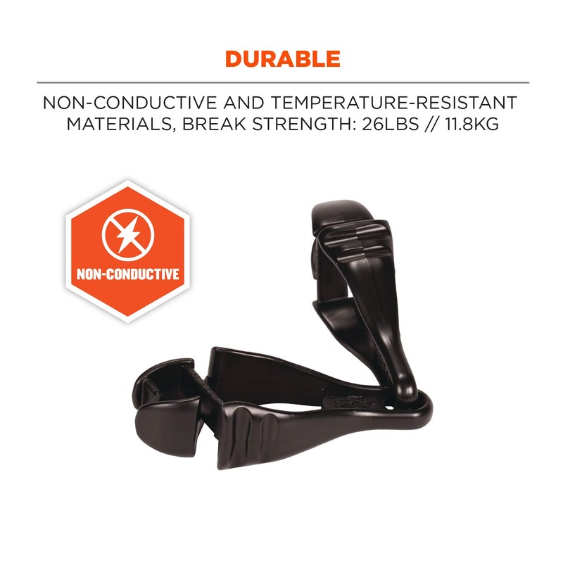 Ergodyne Squids 3400 Glove Clip Holder with Dual Clips, Black
