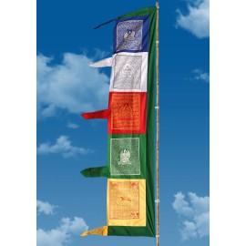 Vertical Mixed Deities Color Print Tibetan Prayer Flags