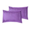 Casabella Satin Stripe Duvet Cover Set - Luxurious Purple Bedding,
