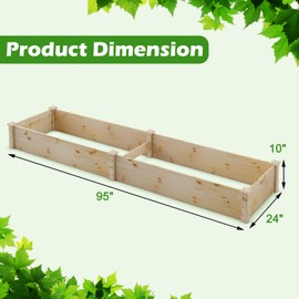 Giantex Raised Garden Bed, 95" Lx24 Wx10 H Outdoor Wood Planter Box for Vegetables Flowers Herbs Fruits, Easy-Assembly Wooden Planter Raised Bed for Backyard Garden Lawn