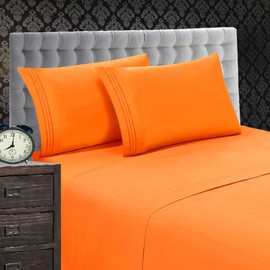 Elegant Comfort 1500 Thread Count Luxury Egyptian Quality Softness Wrinkle and Fade Resistant 4-Piece Bed Sheet Set, Deep Pocket up to 16inch, King, Elite Orange