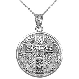 925 Sterling Silver Reversible Irish Blessing Pendant Necklace, 16"