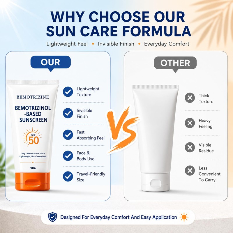 Bemotrizinol-Based Sunscreen, Face & Body Sun Care Lotion, Lightweight Invisible