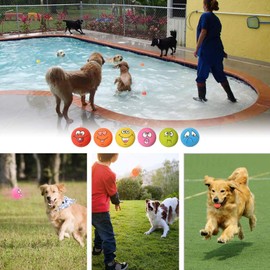 LLSPET Latex Dog Chewing Squeaky Ball Toys Face Fetch Play Toy for Puppy Small Medium Pets Dog cat 6PCS/Set