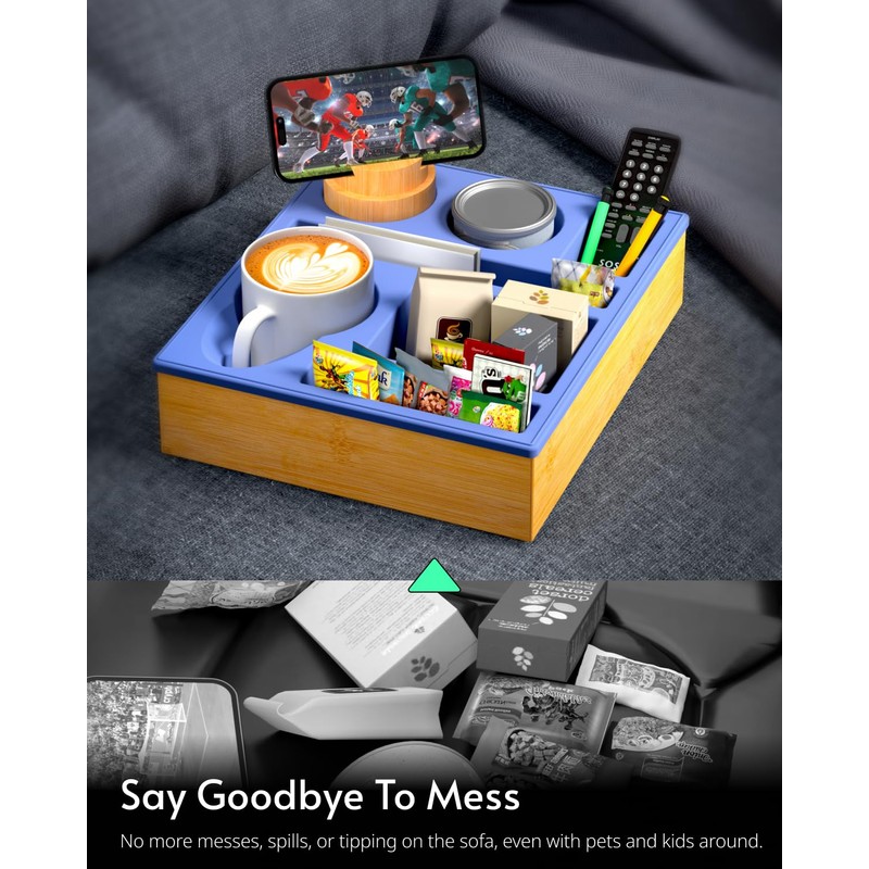 RGBDOT Couch Cup Holder Tray - Couch Organizer Caddy, Silicone