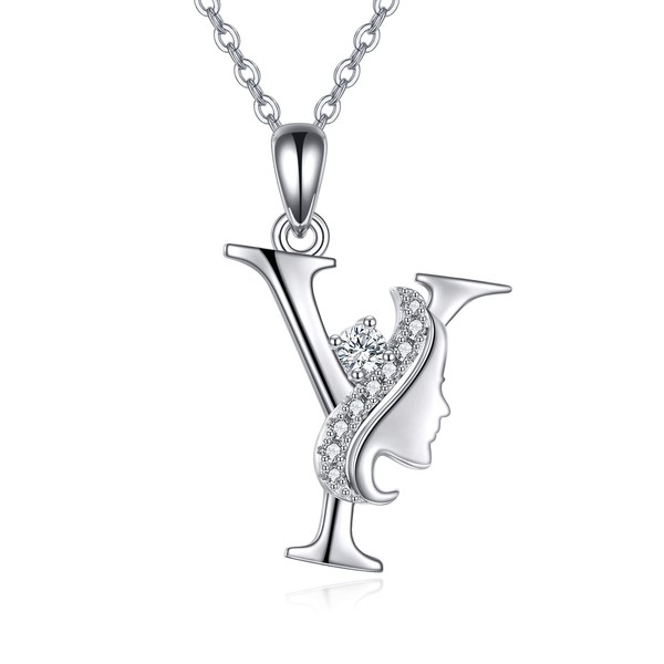 Initial Letter Y Pendant Necklace for Women Alphabet A-Z 925