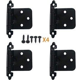 1/2 Inch Overlay Cabinet Door Hinges, Flush Cabinet Hinges, Matte Black,(4Pack)
