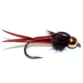 The Fly Fishing Place Tungsten Bead Head Red Copper John Nymph Fly Fishing Flies - Set of 6 Flies Hook Size 14